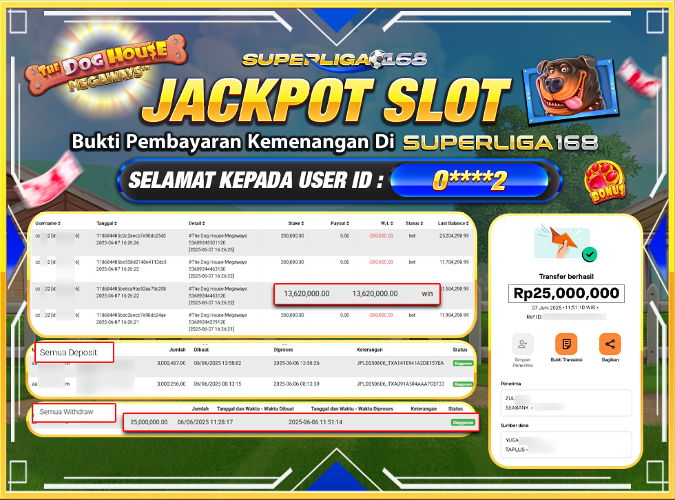 SUPERLIGA168 JACKPOT THE DOG HOUSE MEGAWAYS  Rp.25,000,000-LUNAS