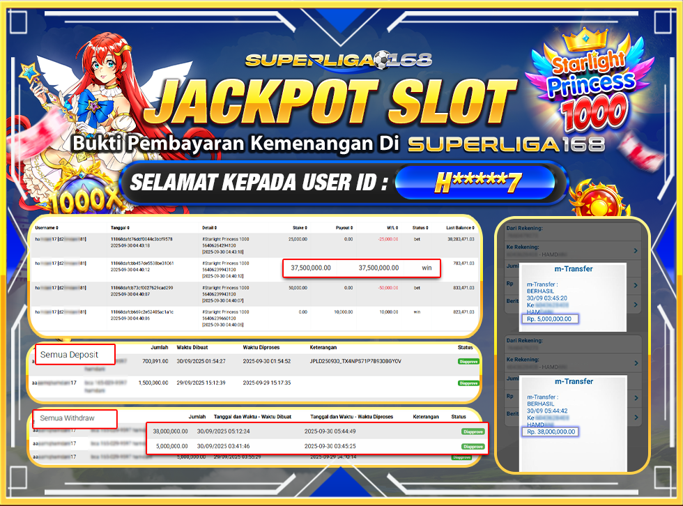 SUPERLIGA168 JACKPOT STARLIGHT PRINCESS 1000 Rp.43,000,000-LUNASSSS
